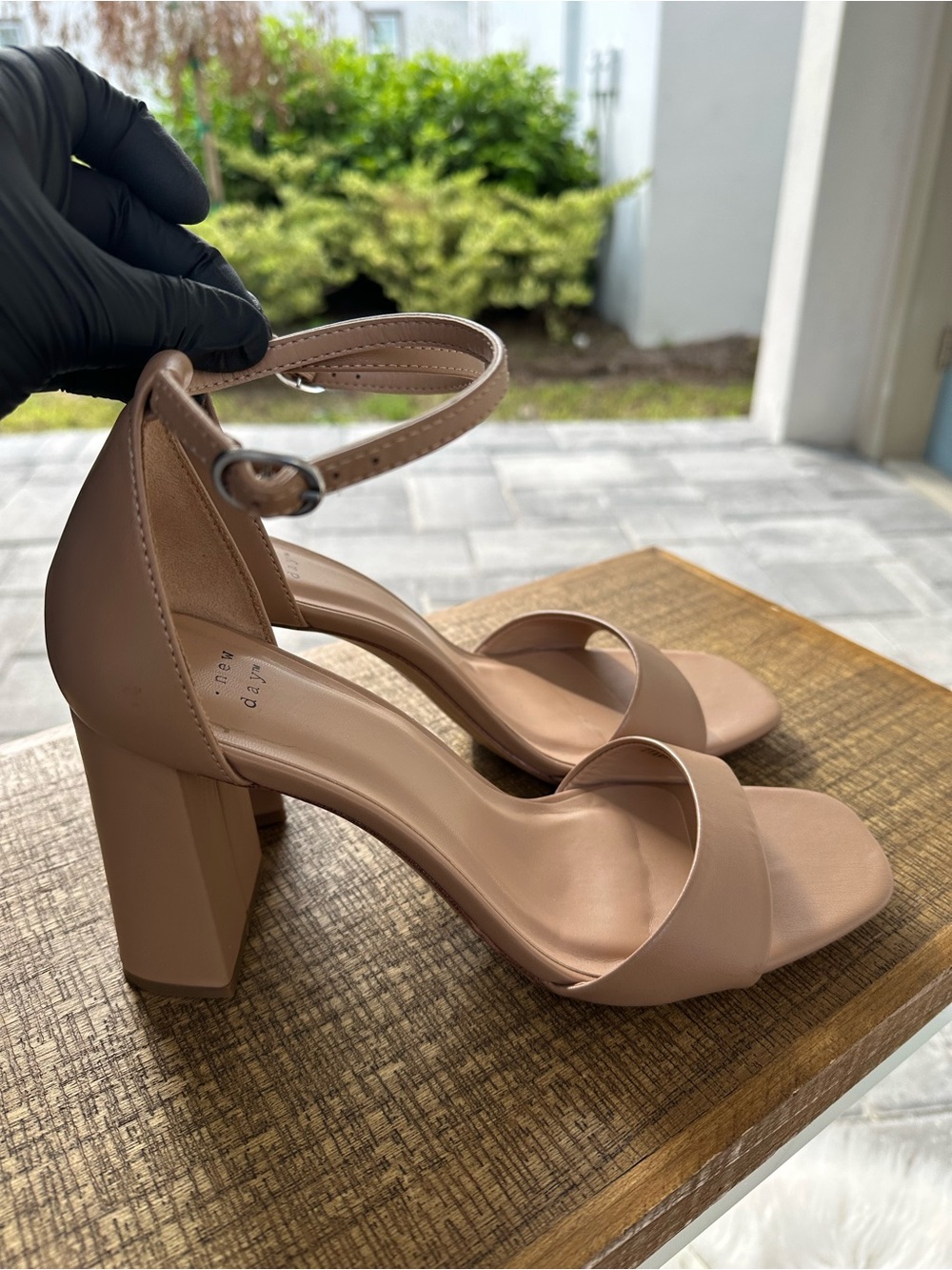 a new day Blush Tan Block Heel Ankle Strap Sandals